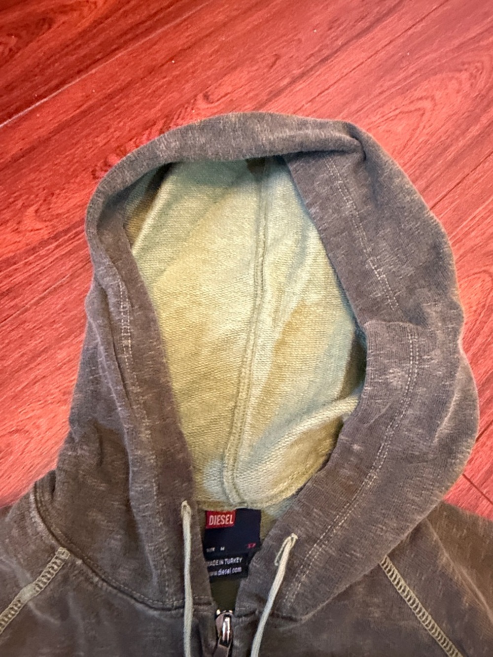 Diesel vintage Olive/Light Green Distressed Zip Hoodie - Picture 8 of 14